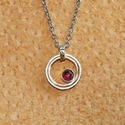 Double Hoop Pendant with Garnet