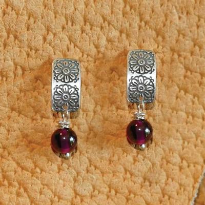  Garnet Post Earrings