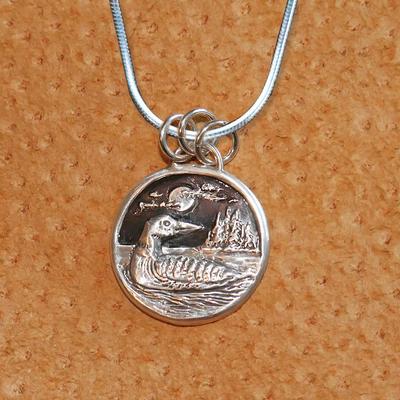 Evening Loon Round Pendant