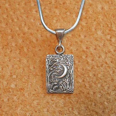  Crescent Moon Rectangle Pendant