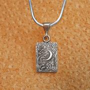  Crescent Moon Rectangle Pendant