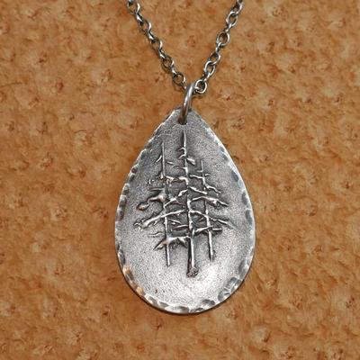  Etched Pine Trees Pendant