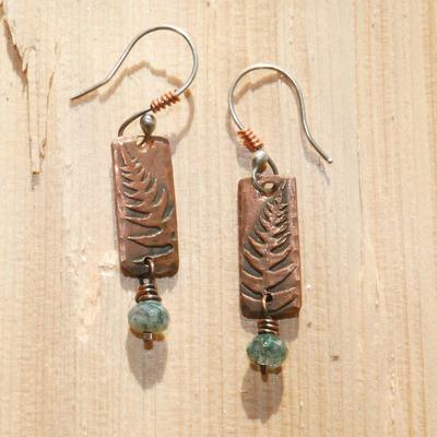  Copper Fern With Moss Agate Earrings